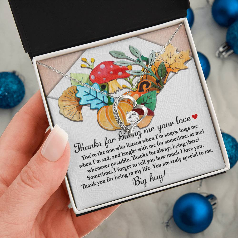 Thanksgiving-Big Hug Forever Love Necklace for Daughter | Special Holiday Gift with Message Card