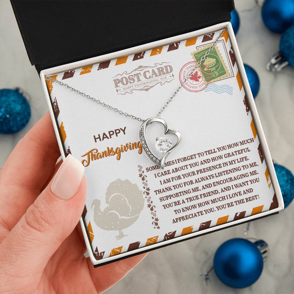 Thanksgiving-A True Friend Daughter-Saying A Word Forever Love Necklace for Daughter | Special Holiday Gift with Message Card