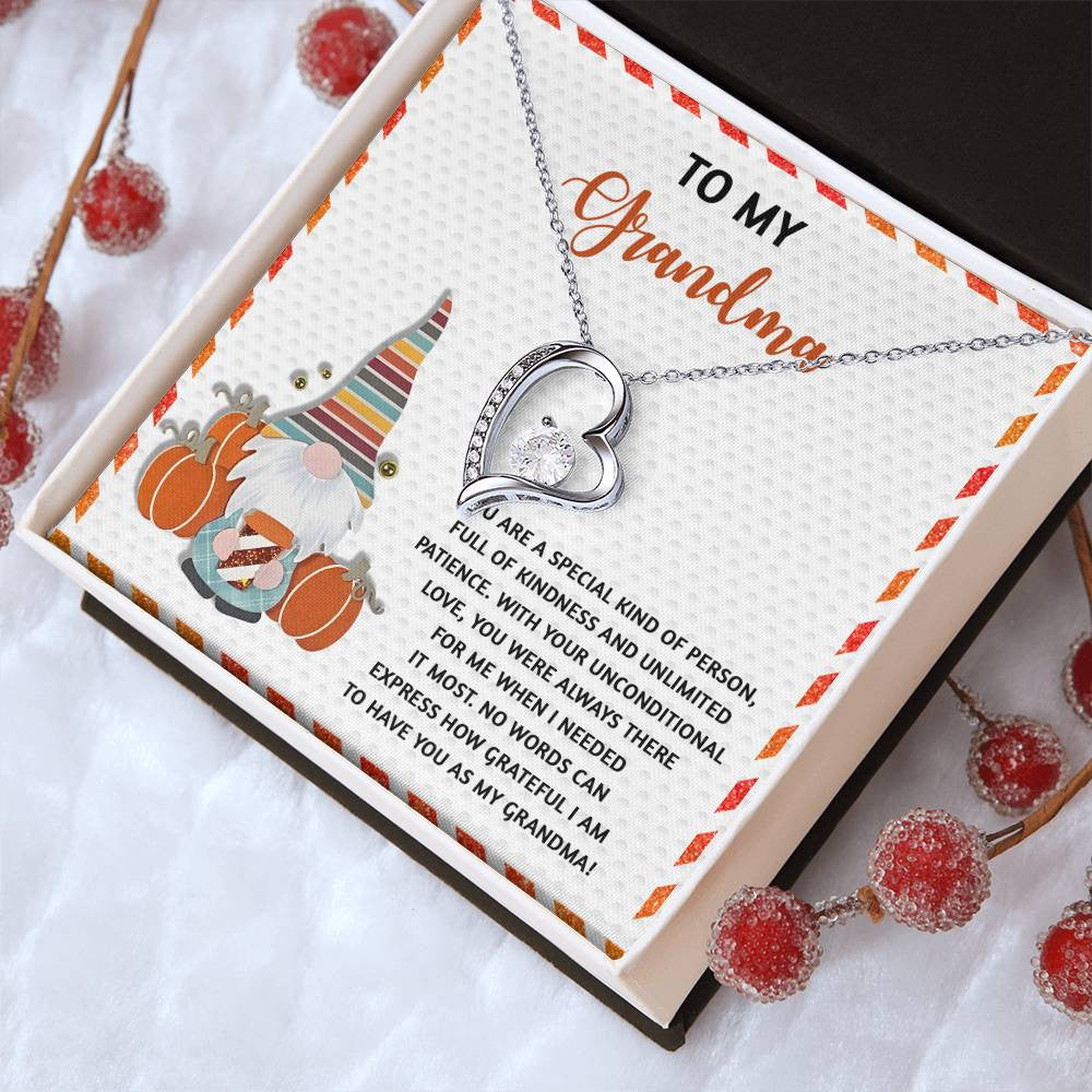 To My Grandma-Sentimental Love Necklace, Grandma Jewelry, Holiday Gift for Grandma with Message Card, Forever Love Necklace