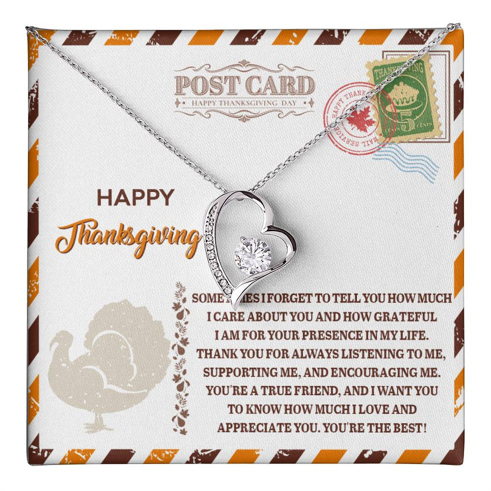 Thanksgiving-A True Friend Daughter-Saying A Word Forever Love Necklace for Daughter | Special Holiday Gift with Message Card