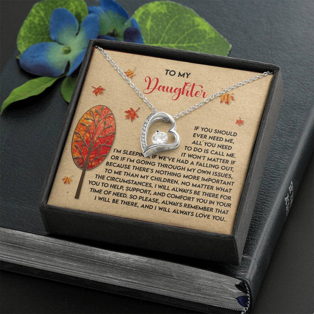 Daughter-Always Love You Daughter-Saying A Word Forever Love Necklace for Daughter | Special Holiday Gift with Message Card