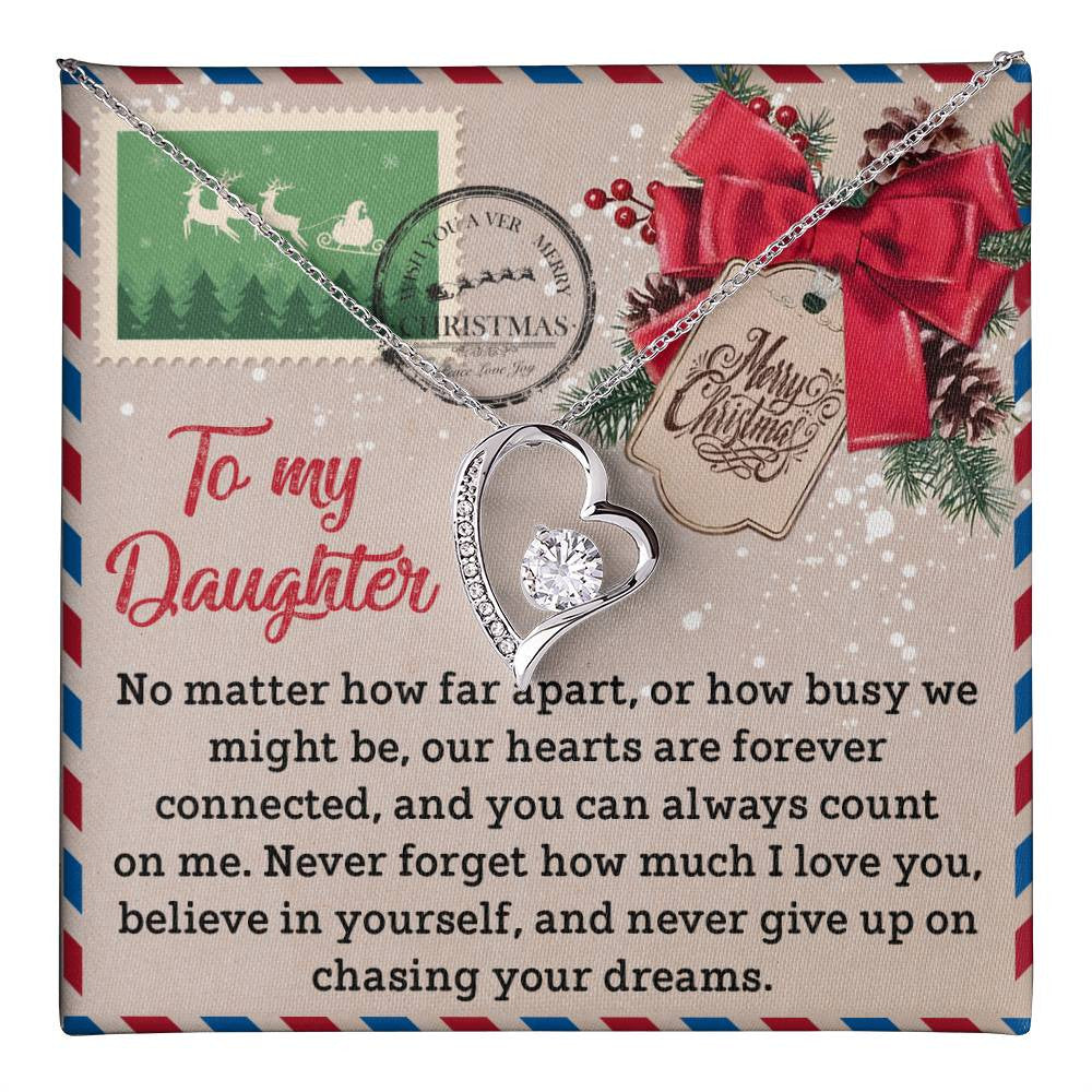 Daughter-Forever Connected Daughter-Saying A Word Forever Love Necklace for Daughter | Special Holiday Gift with Message Card