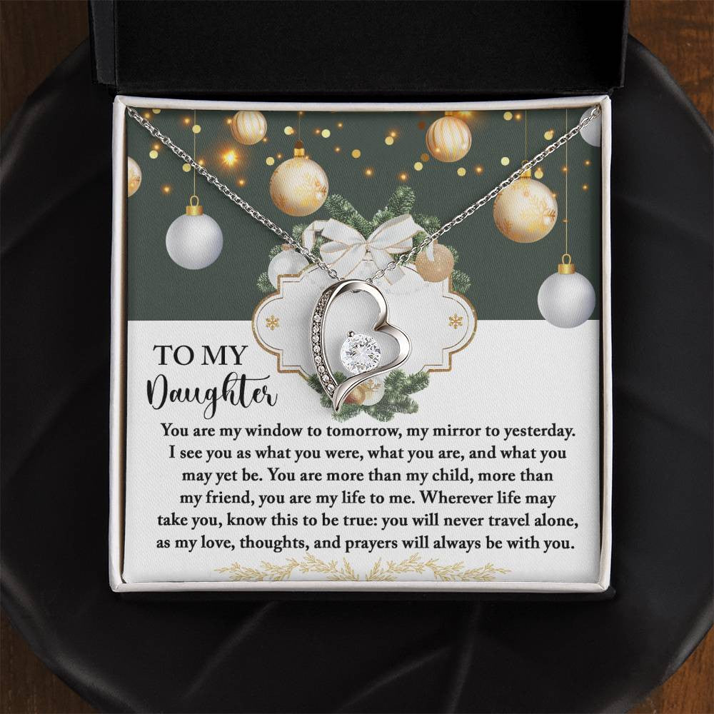 To My Daughter-My Mirror Daughter-Saying A Word Forever Love Necklace for Daughter | Special Holiday Gift with Message Card