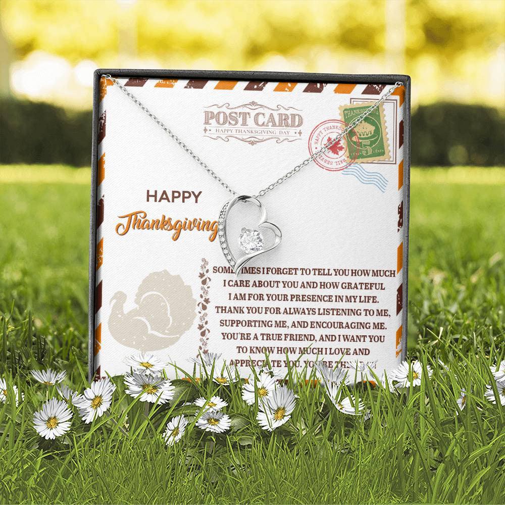 Thanksgiving-A True Friend Daughter-Saying A Word Forever Love Necklace for Daughter | Special Holiday Gift with Message Card