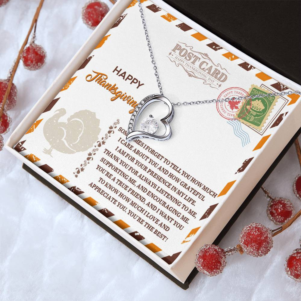 Thanksgiving-A True Friend Daughter-Saying A Word Forever Love Necklace for Daughter | Special Holiday Gift with Message Card