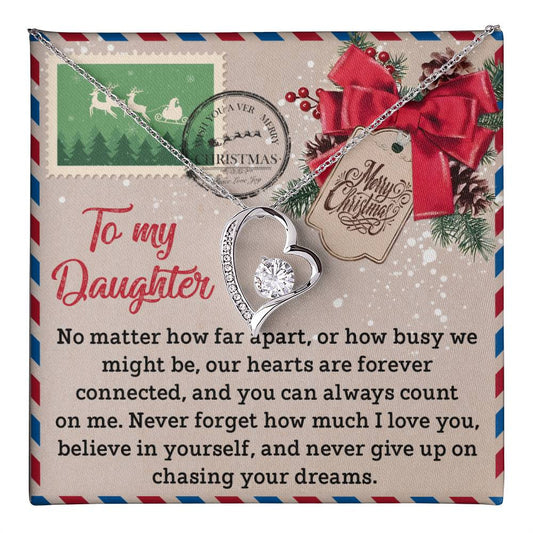 Christmas Necklace for Daughter | Forever Connected with Love Message