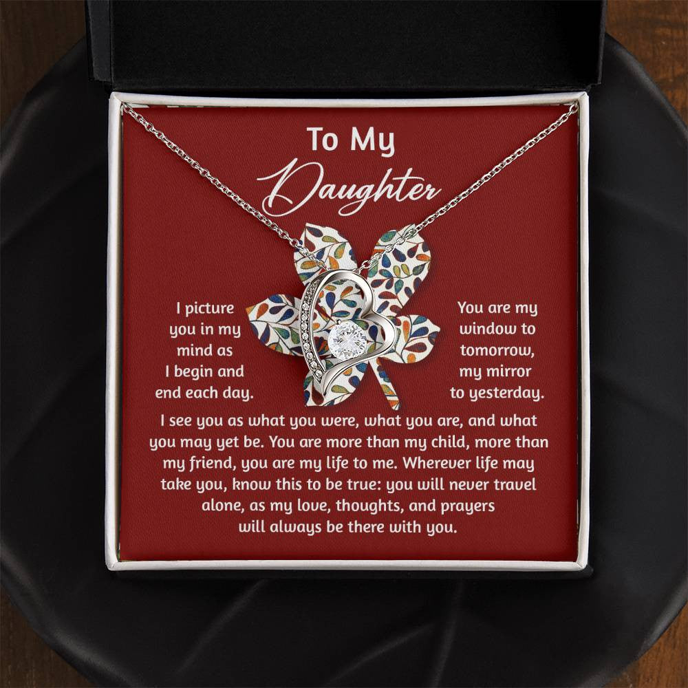 Daughter-To Be True Daughter-Saying A Word Forever Love Necklace for Daughter | Special Holiday Gift with Message Card