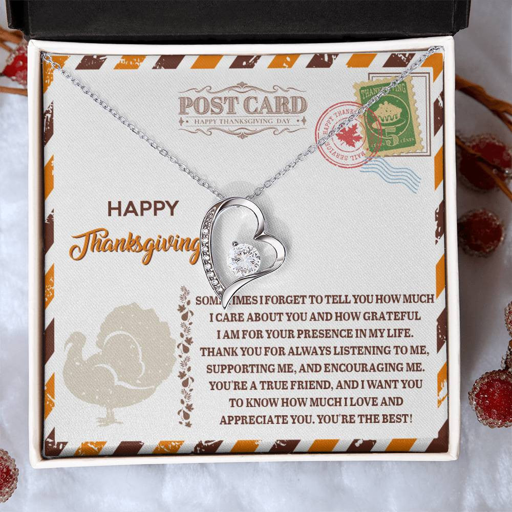 Thanksgiving-A True Friend Daughter-Saying A Word Forever Love Necklace for Daughter | Special Holiday Gift with Message Card